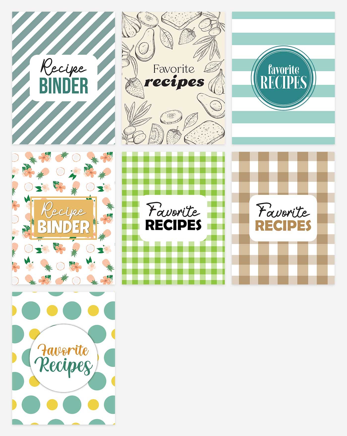recipe binder cover template