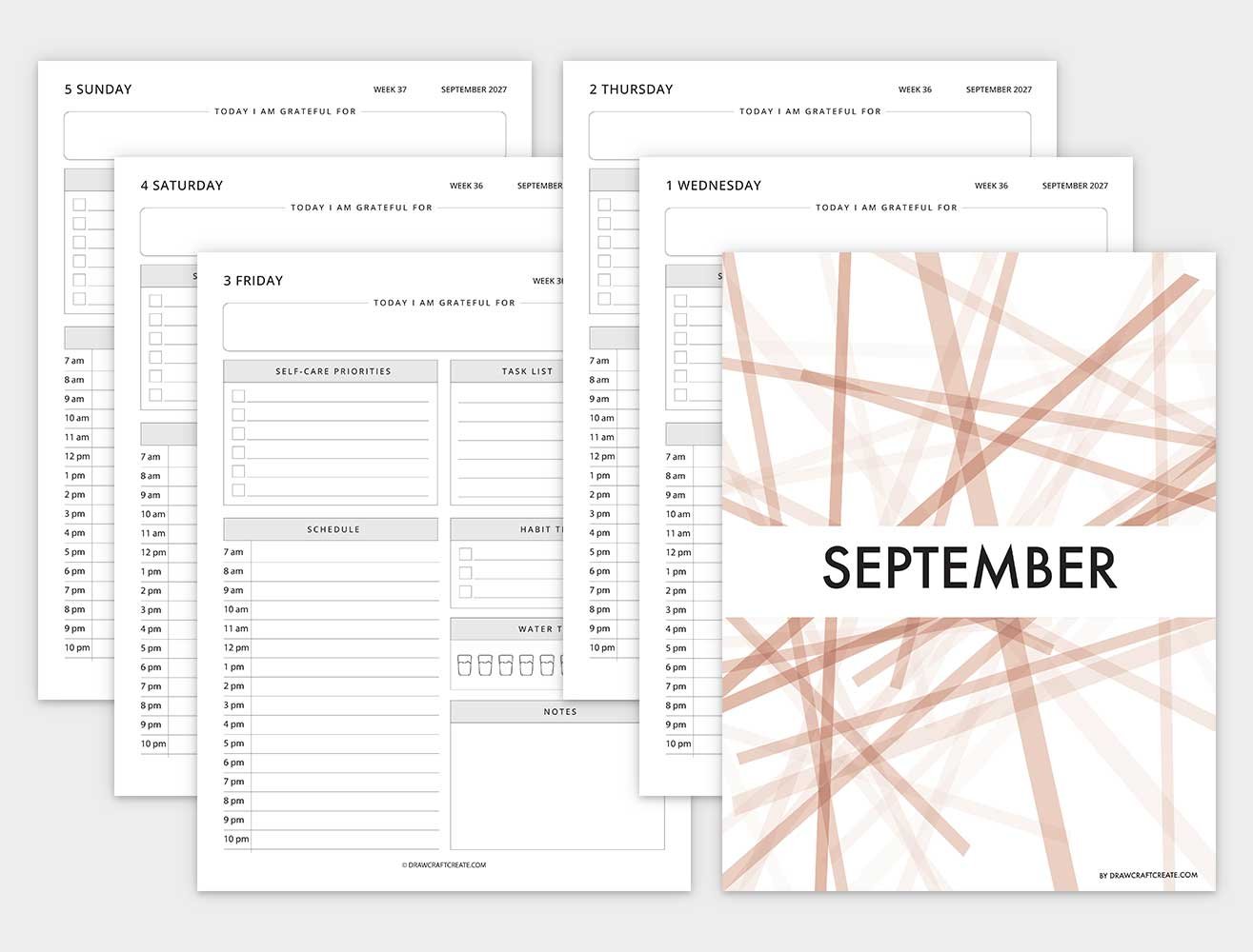 september 2027 dated daily planner