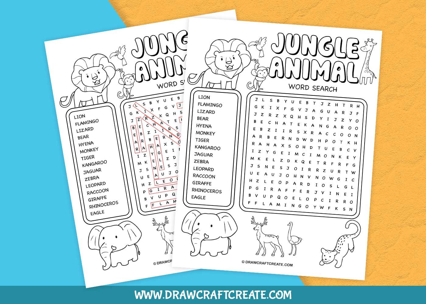 jungle animal word search answer