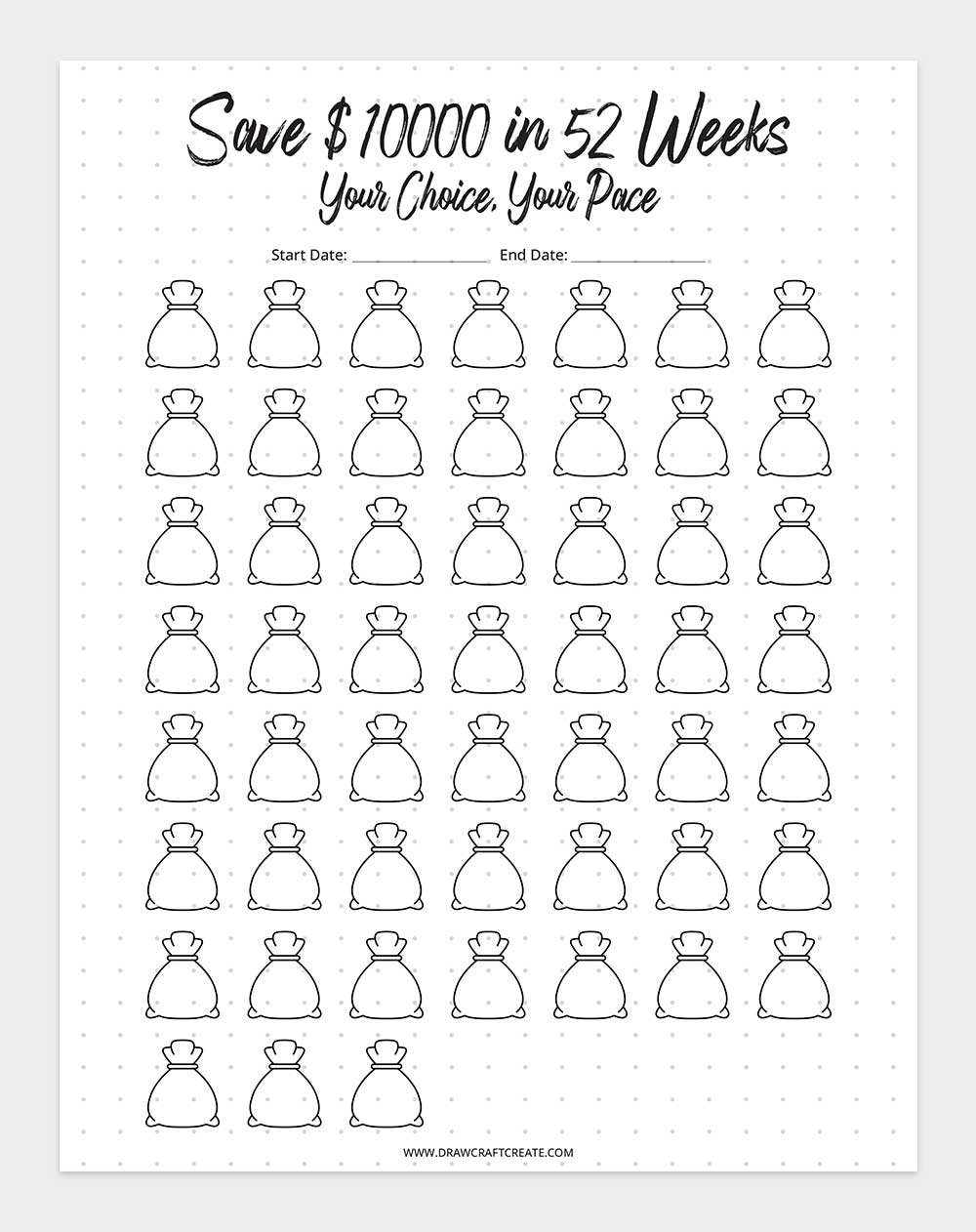 printable $10000 Saving Challenge