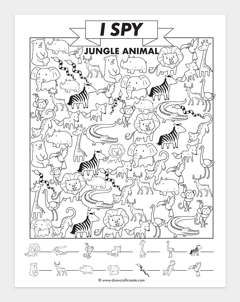 printable i spy jungle animal