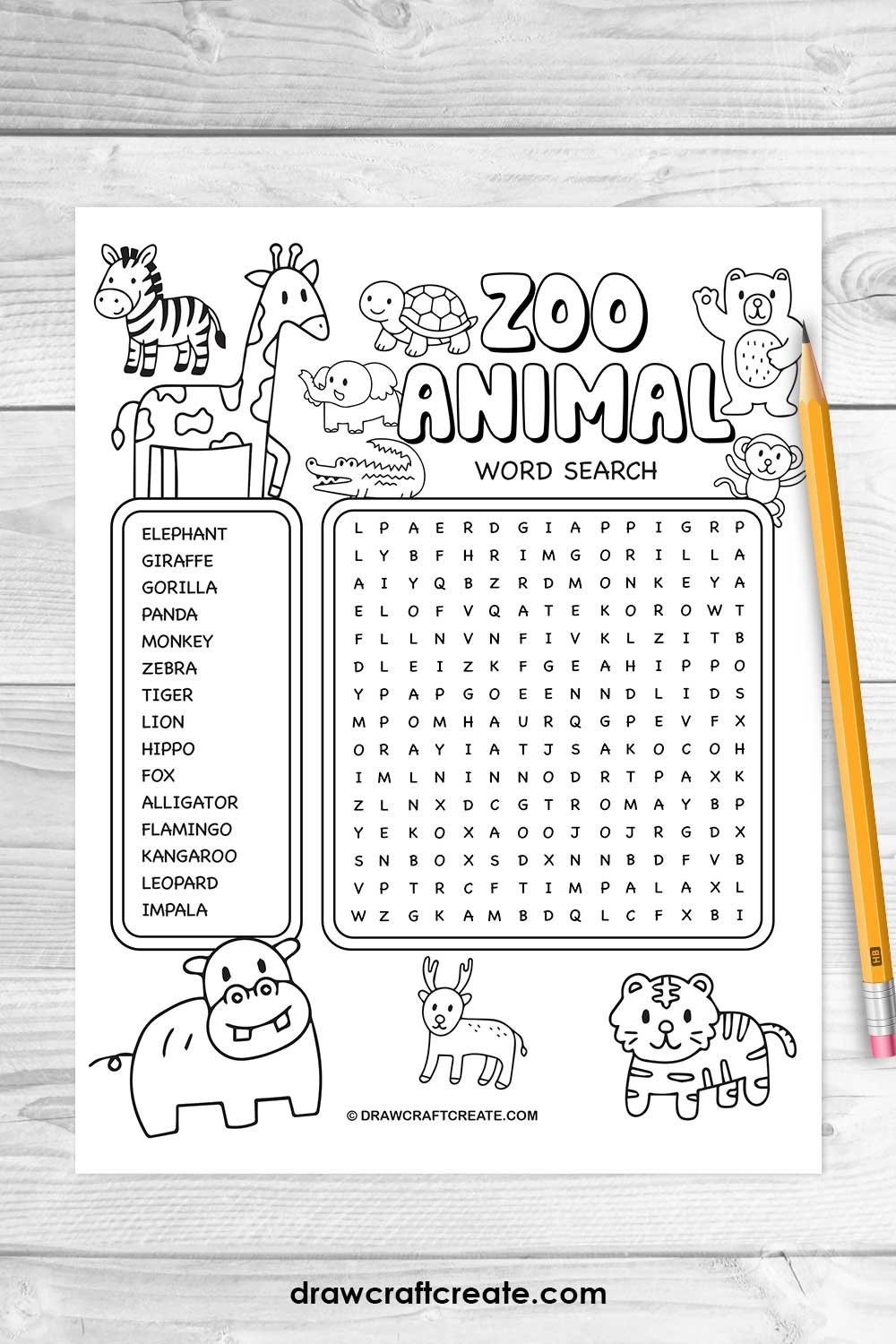 zoo animal word search