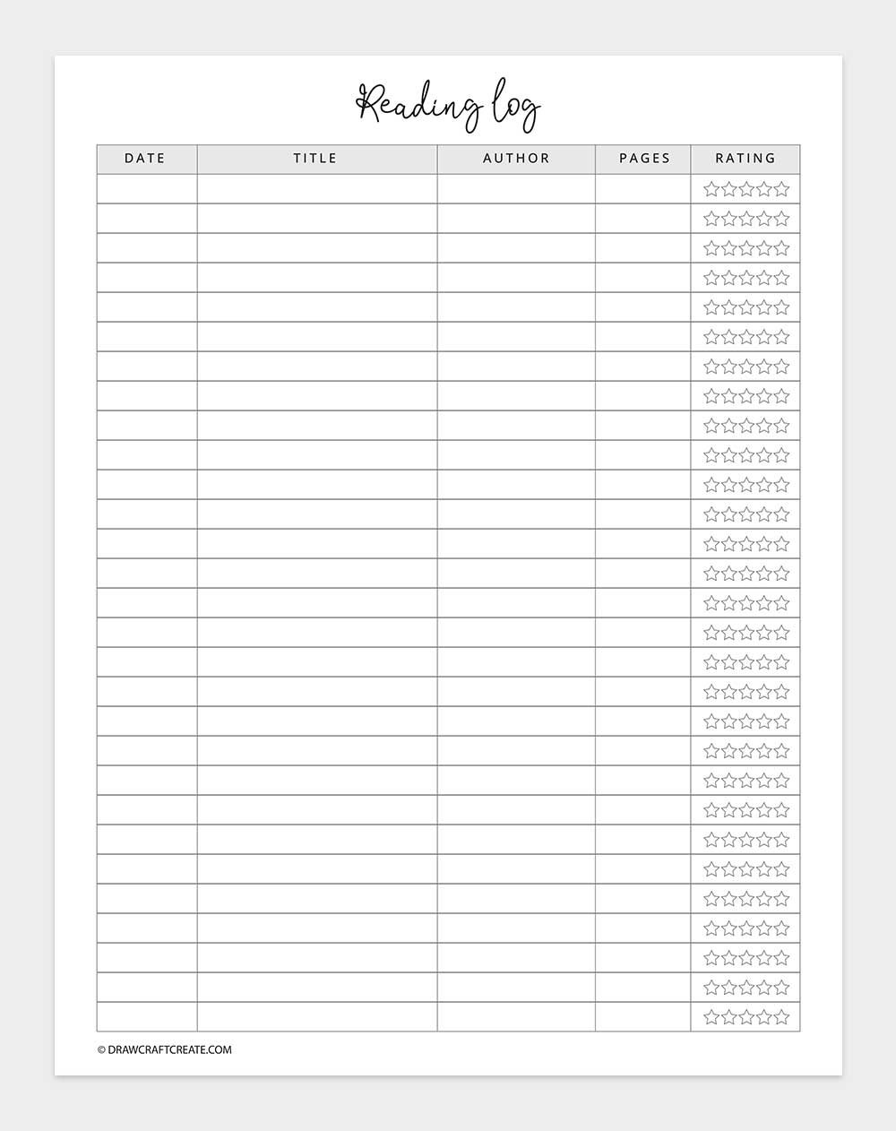 reading log