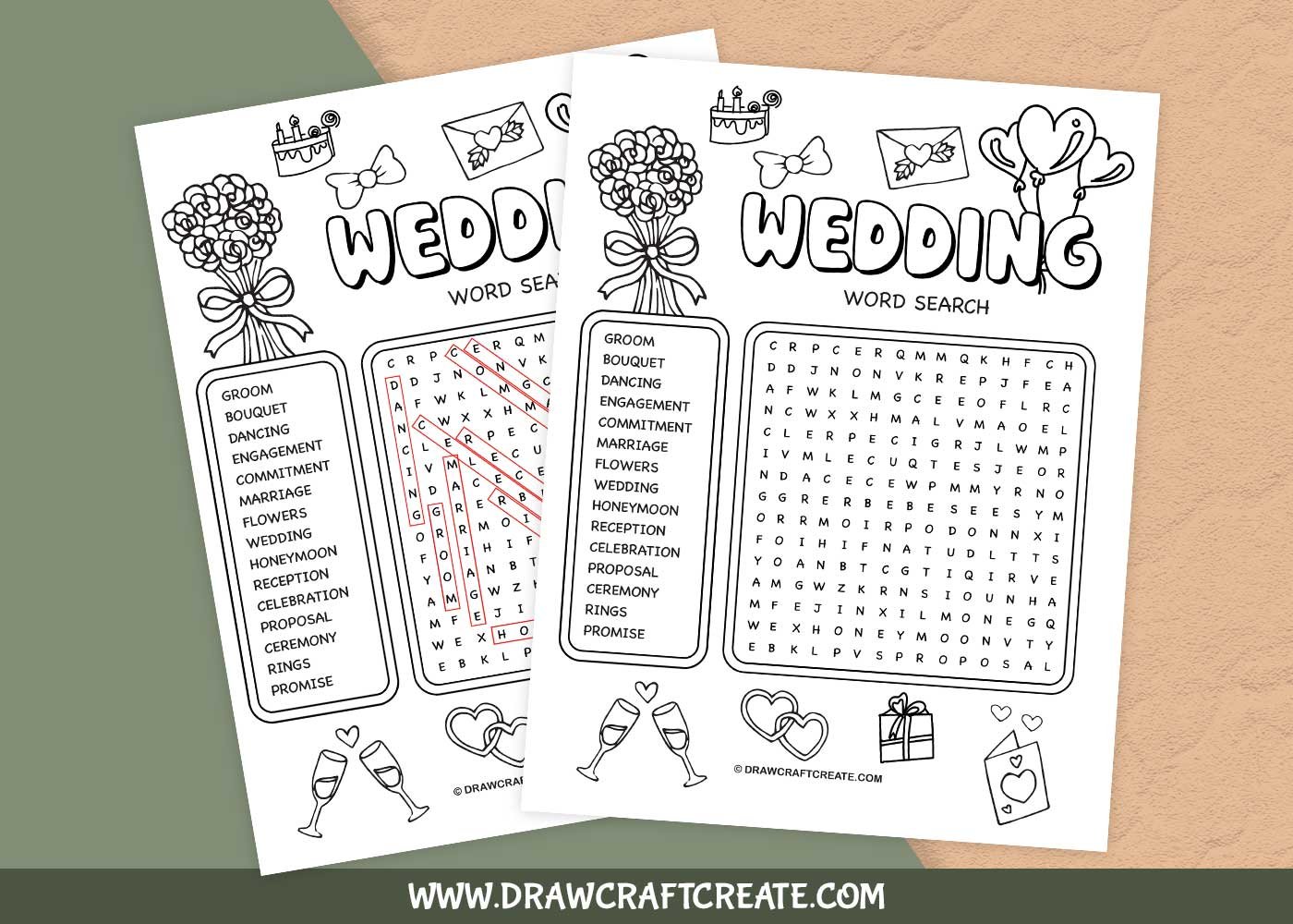 printable wedding word search answer