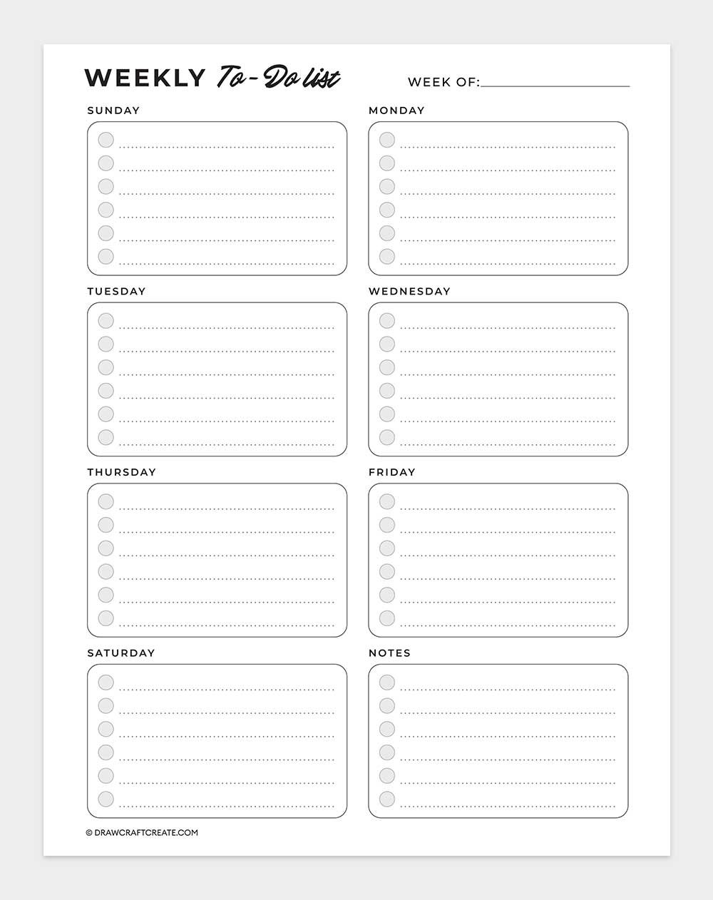 weekly to do list