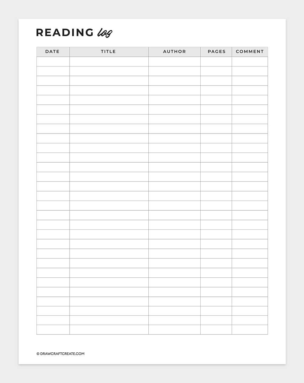 reading log