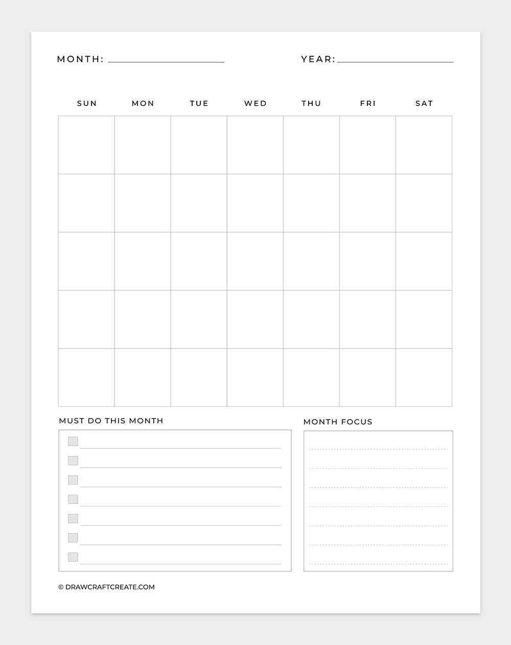 blank calendar template