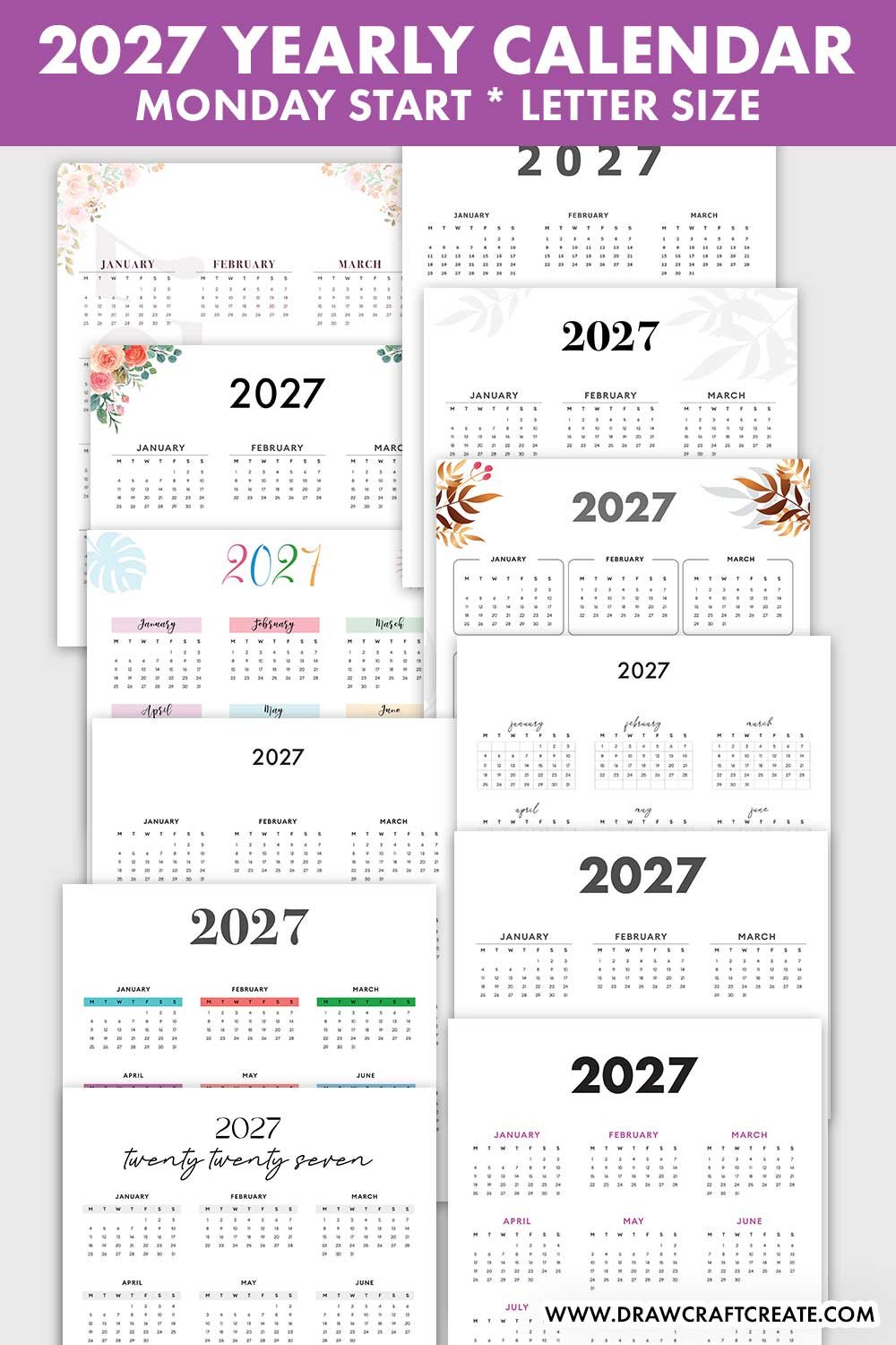 2027 Yearly Calendar Printable