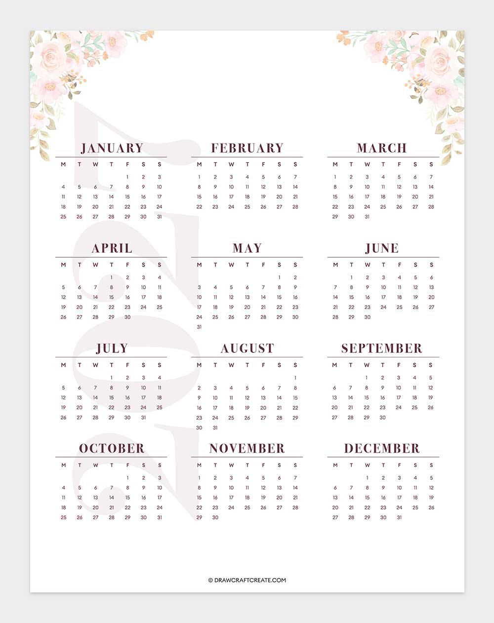 2027 yearly calendar template