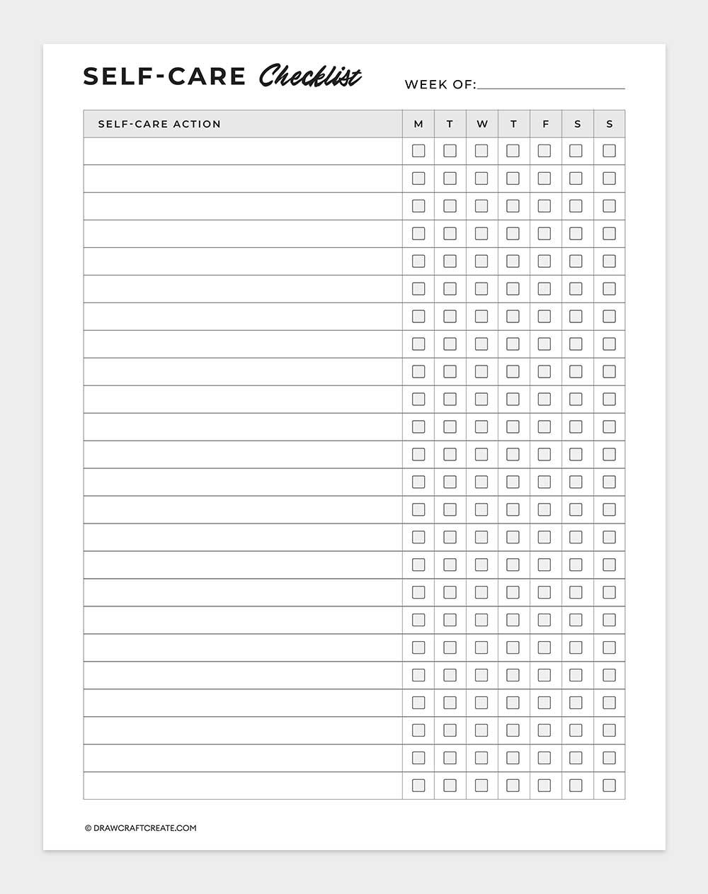 self care checklist