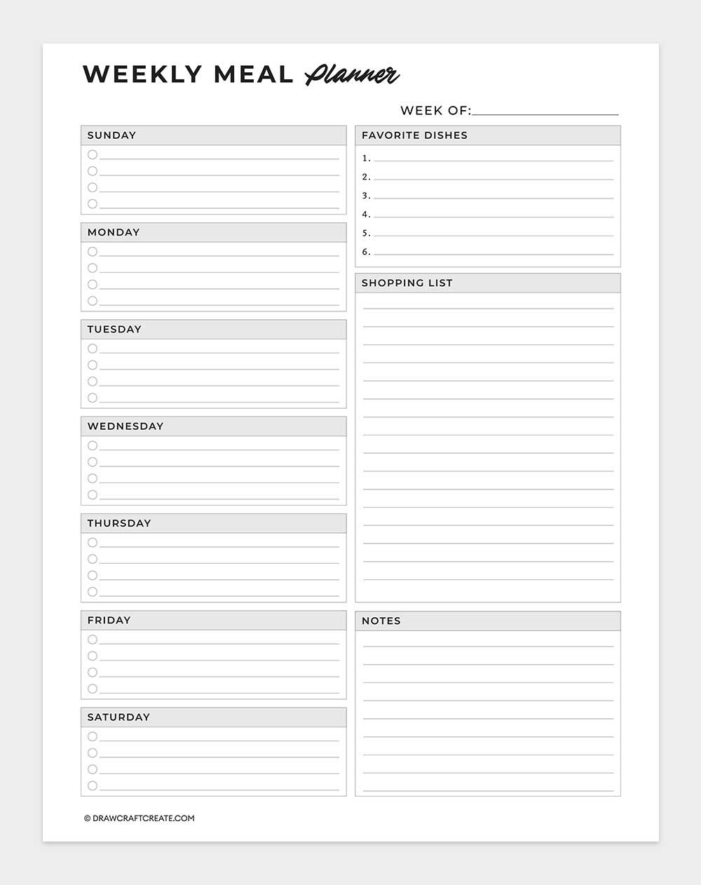weekly meal planner