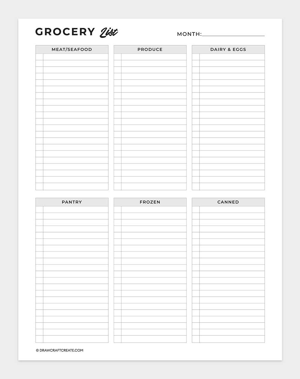 grocery list