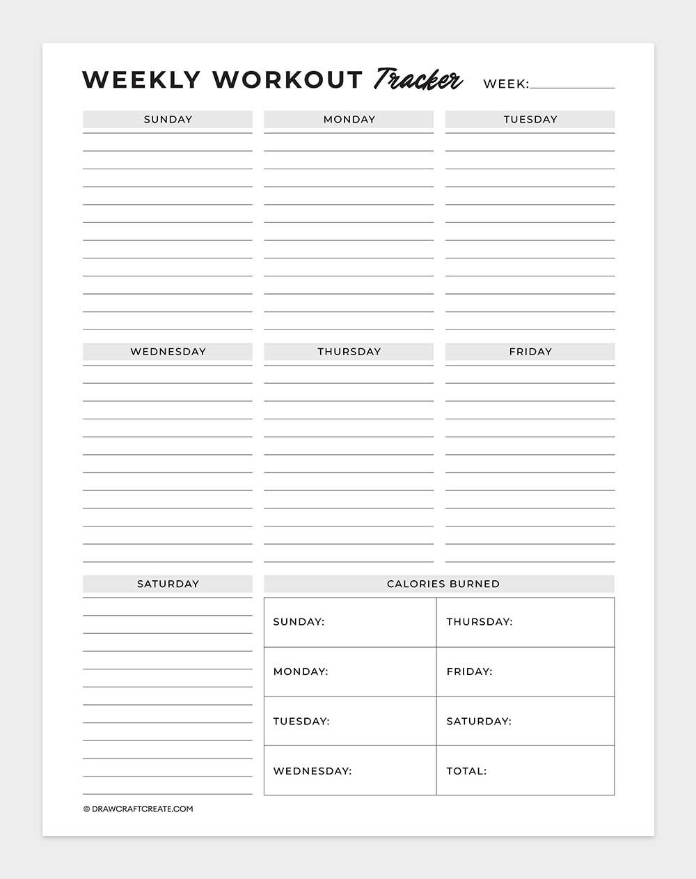 weekly workout tracker