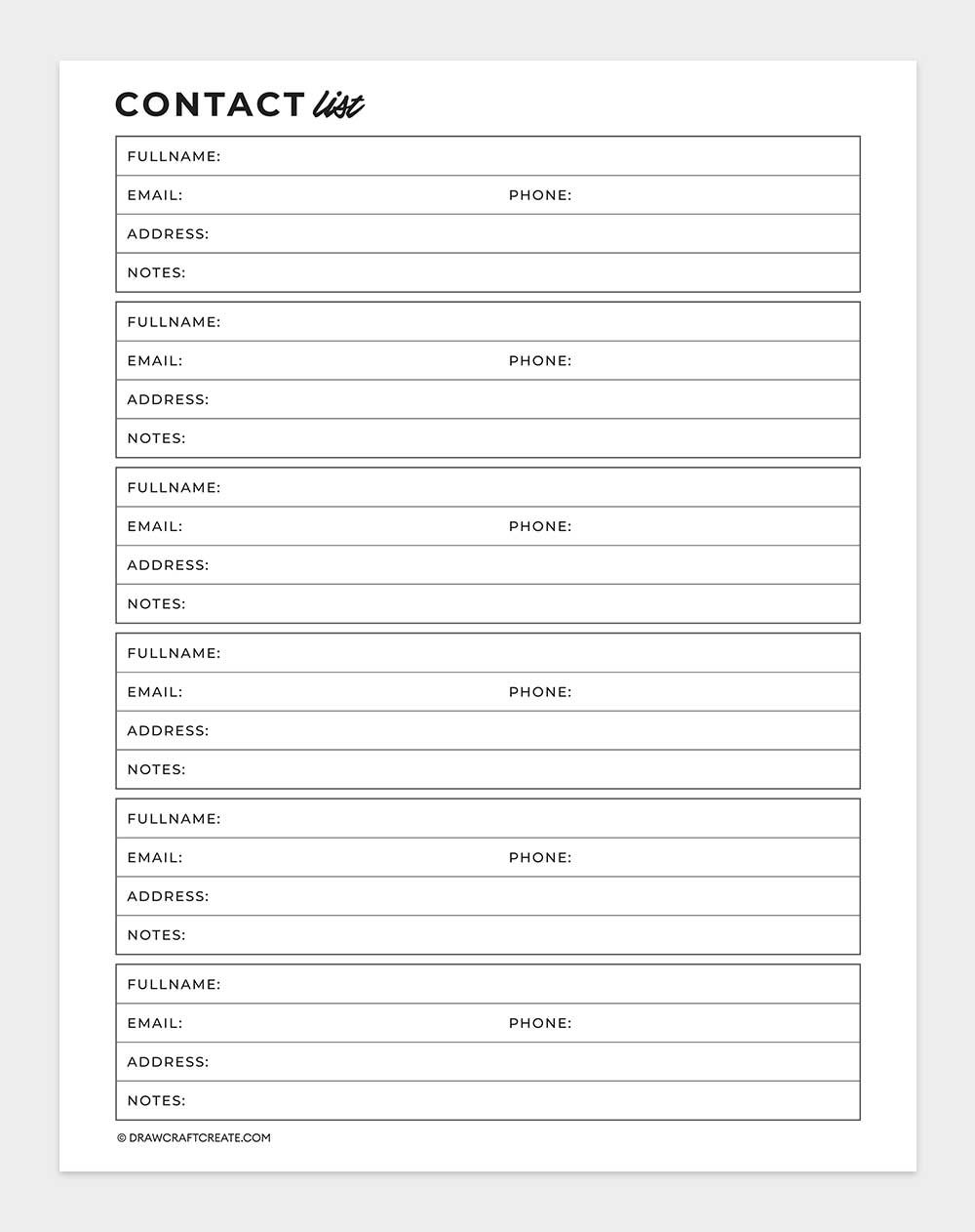 contact list