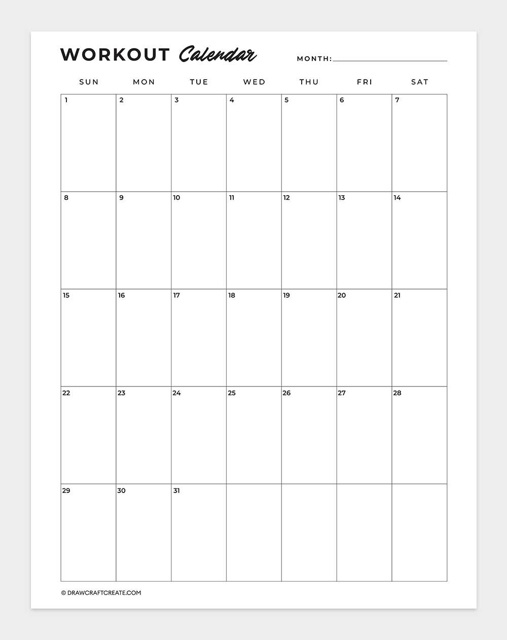 workout calendar