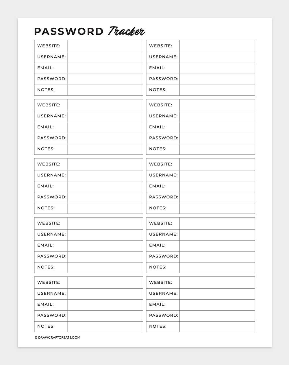 password tracker