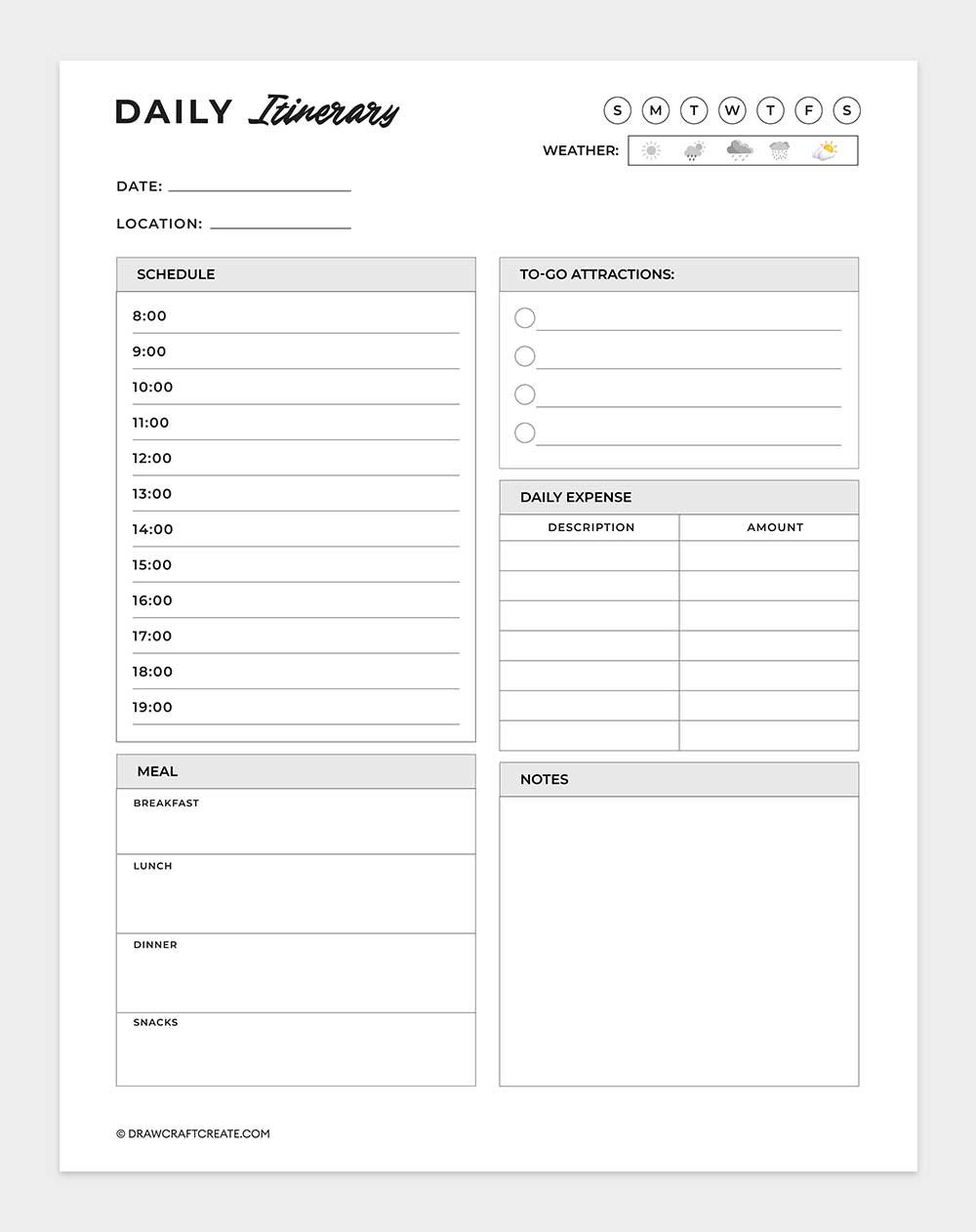 daily itinerary