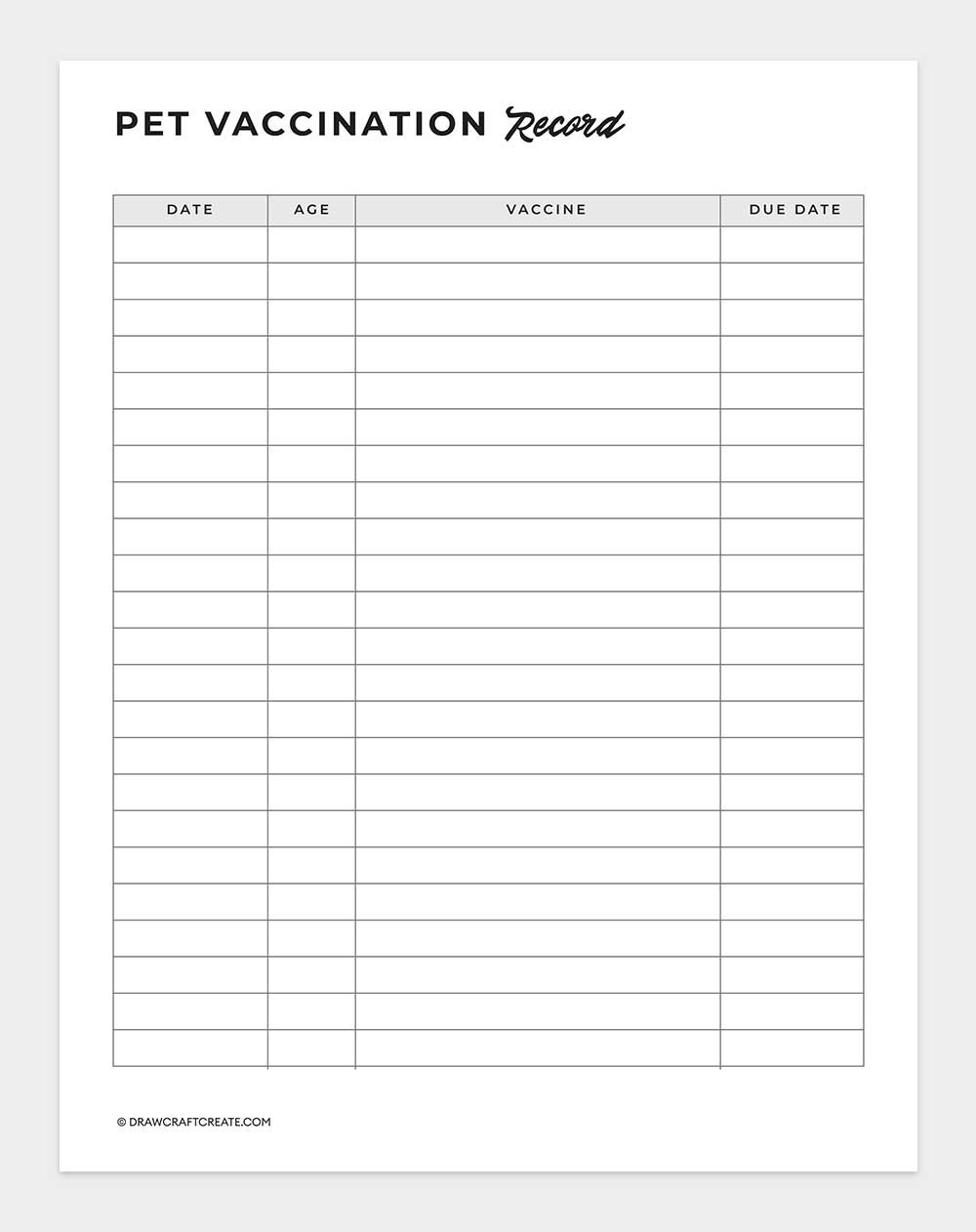 pet vaccination record