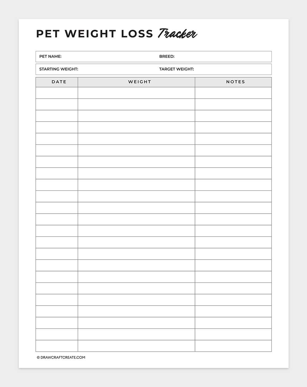 pet weight loss tracker