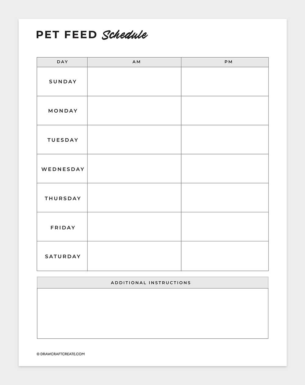 pet feed schedule