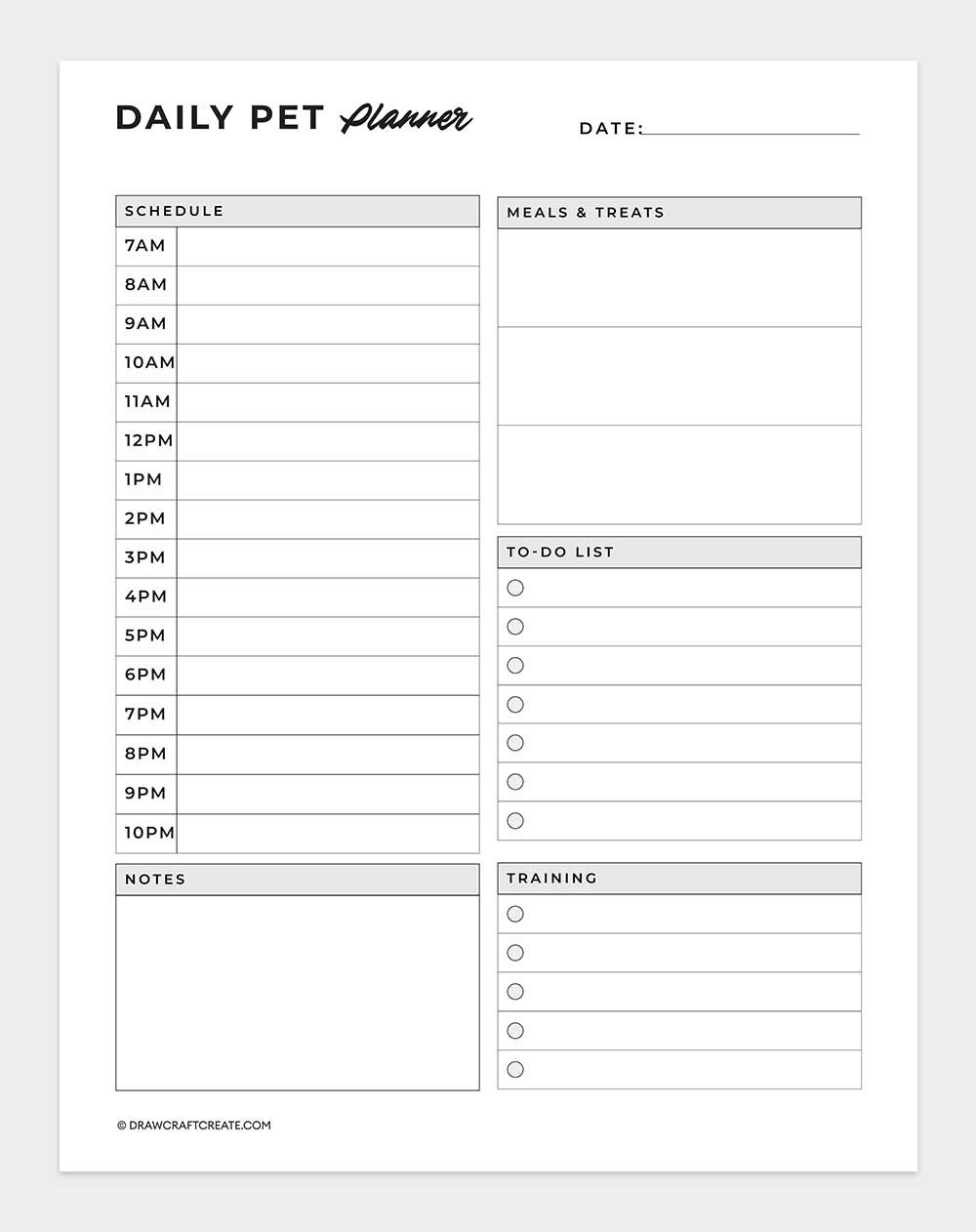 daily pet planner