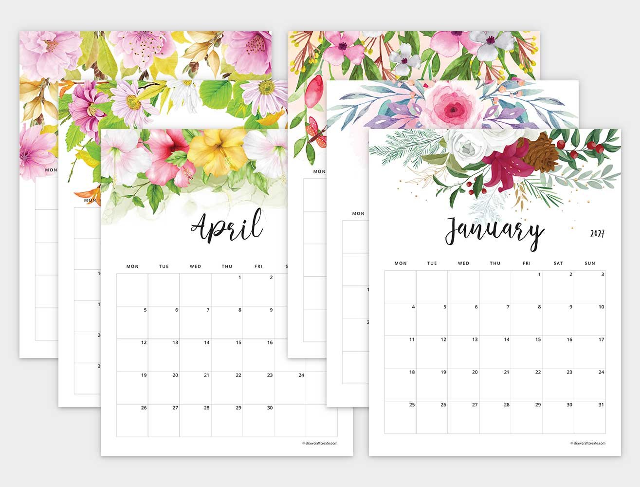 Floral 2027 Calendar Printable All
