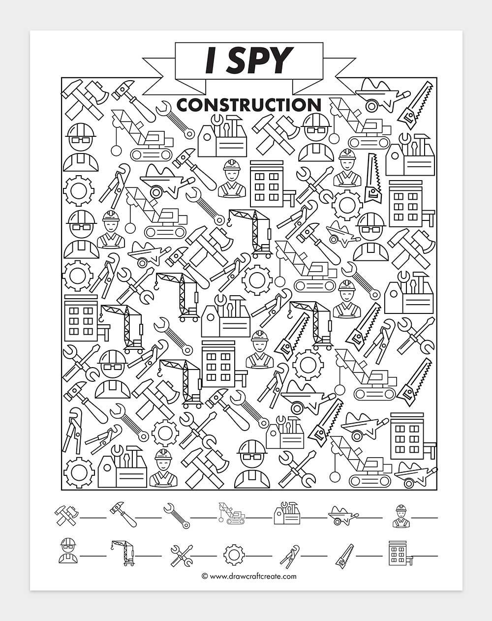 Printable I Spy Construction
