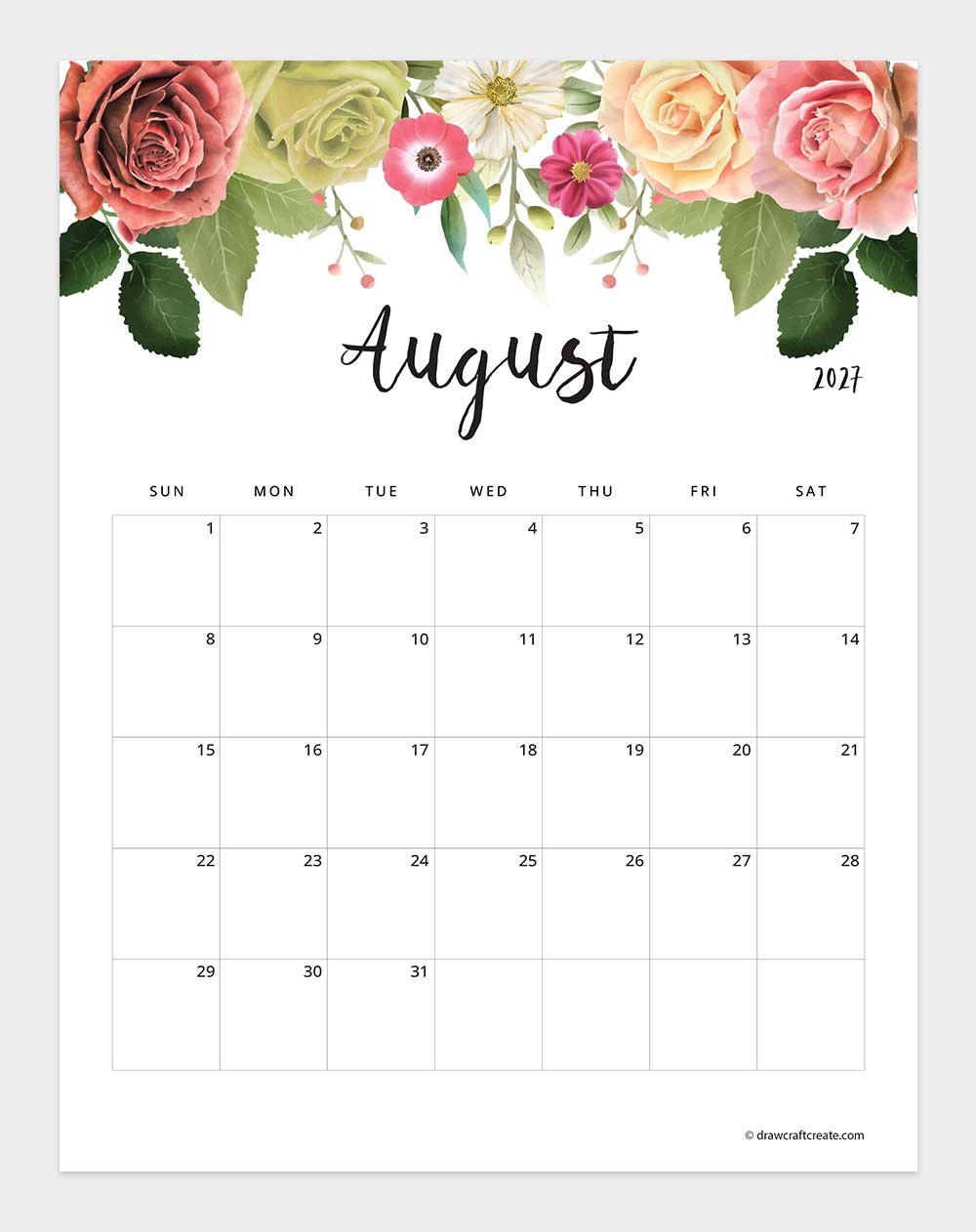 april 2027 floral calendar