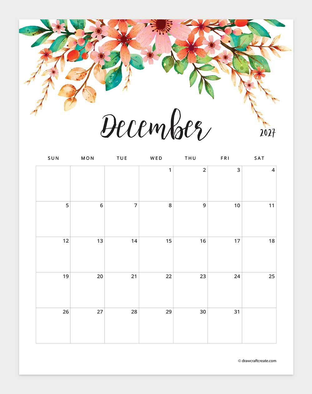 april 2027 floral calendar