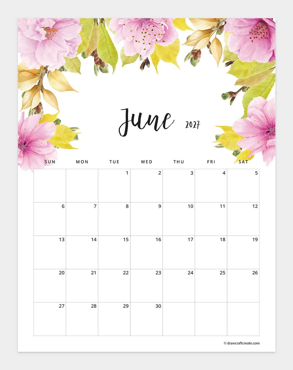 april 2027 floral calendar
