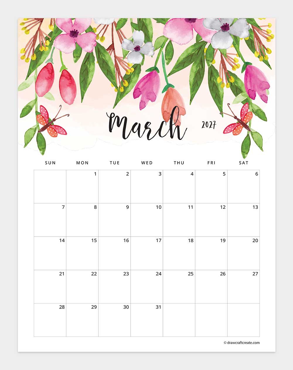 april 2027 floral calendar