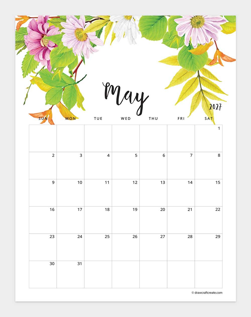april 2027 floral calendar