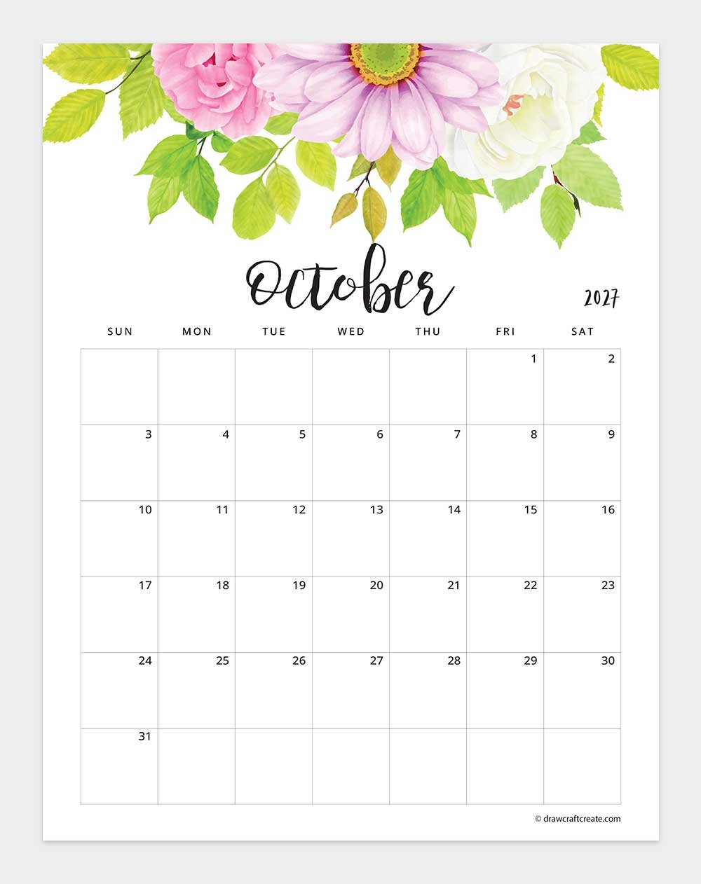 april 2027 floral calendar