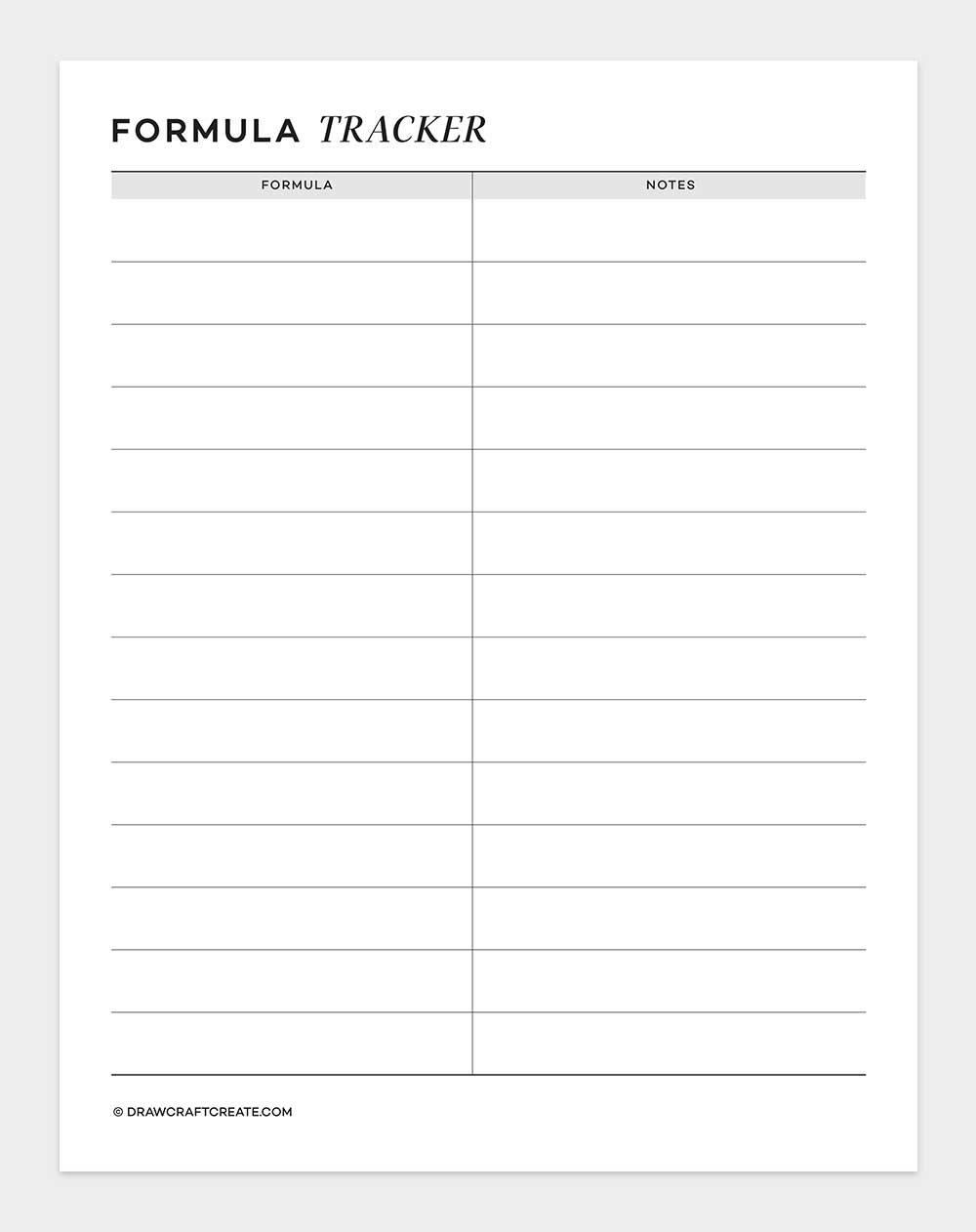 formula tracker