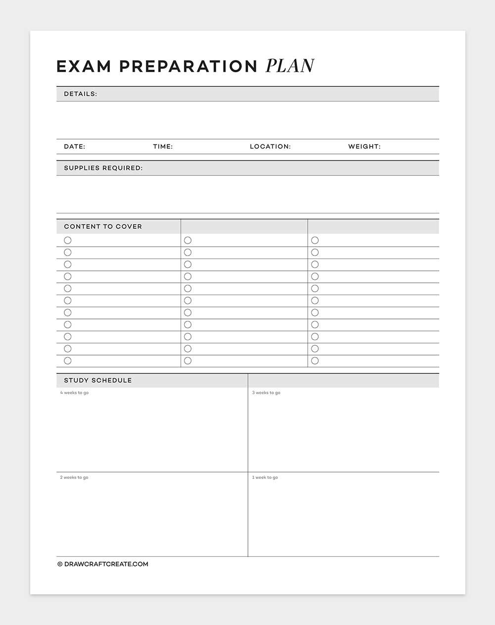 exam preparation plan