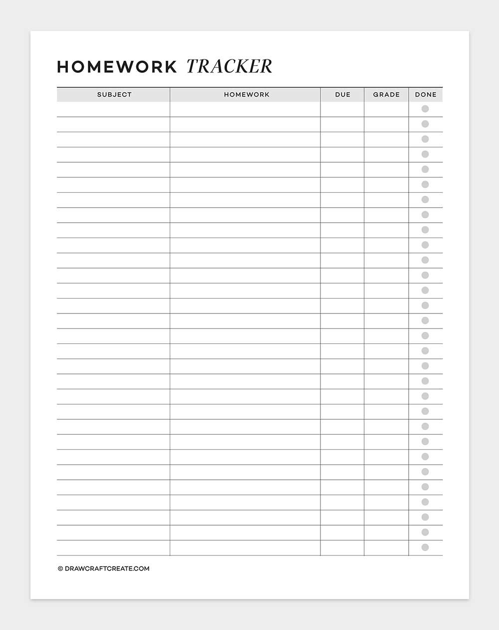 homework tracker