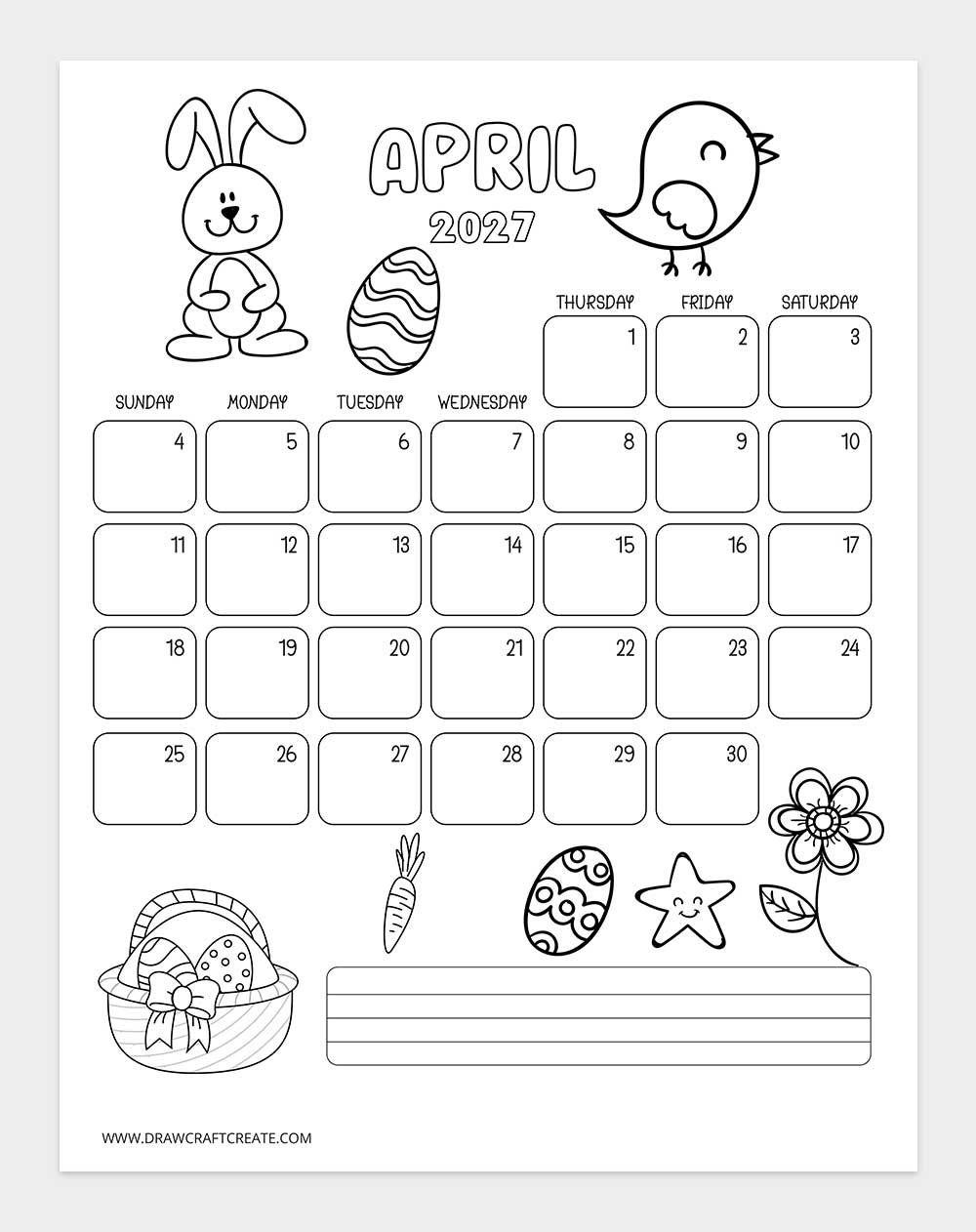 january 2027 kids coloring calendar vertical
