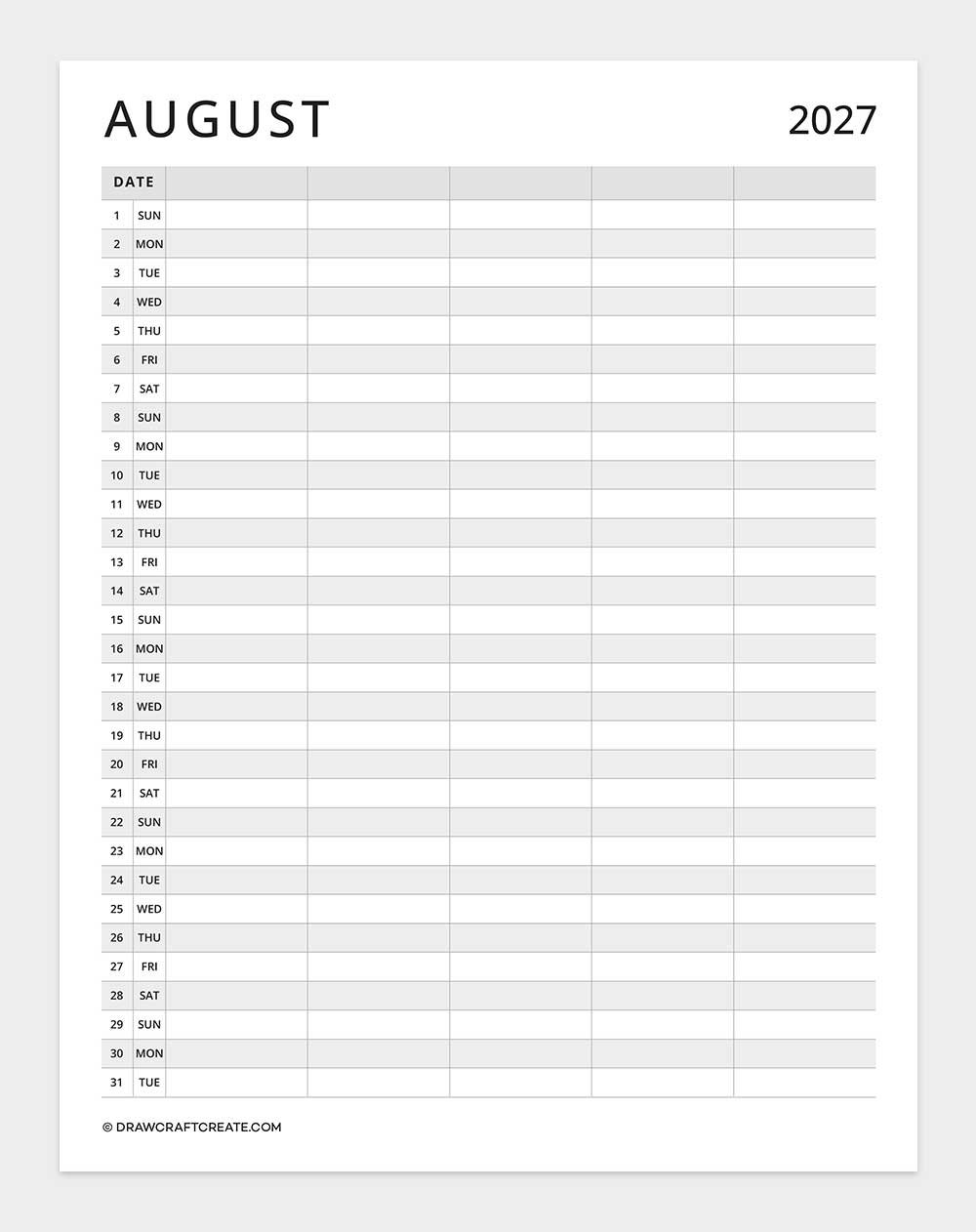 january 2027 family calendar