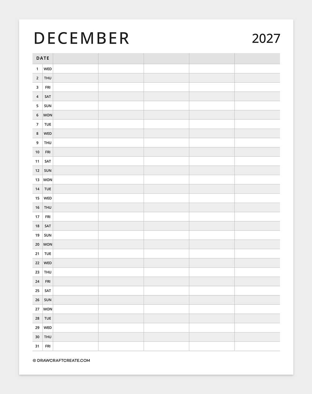 january 2027 family calendar