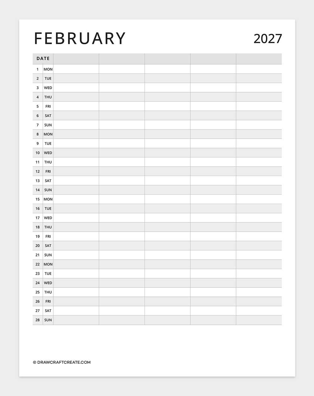 january 2027 family calendar