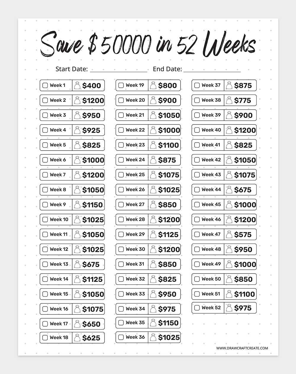 $50000 Savings Challenge