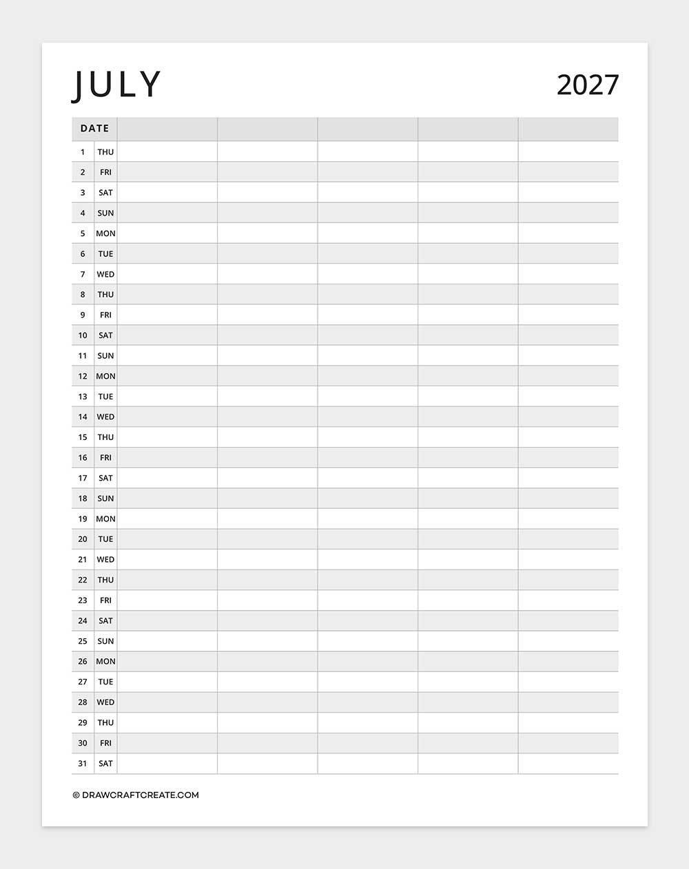 january 2027 family calendar