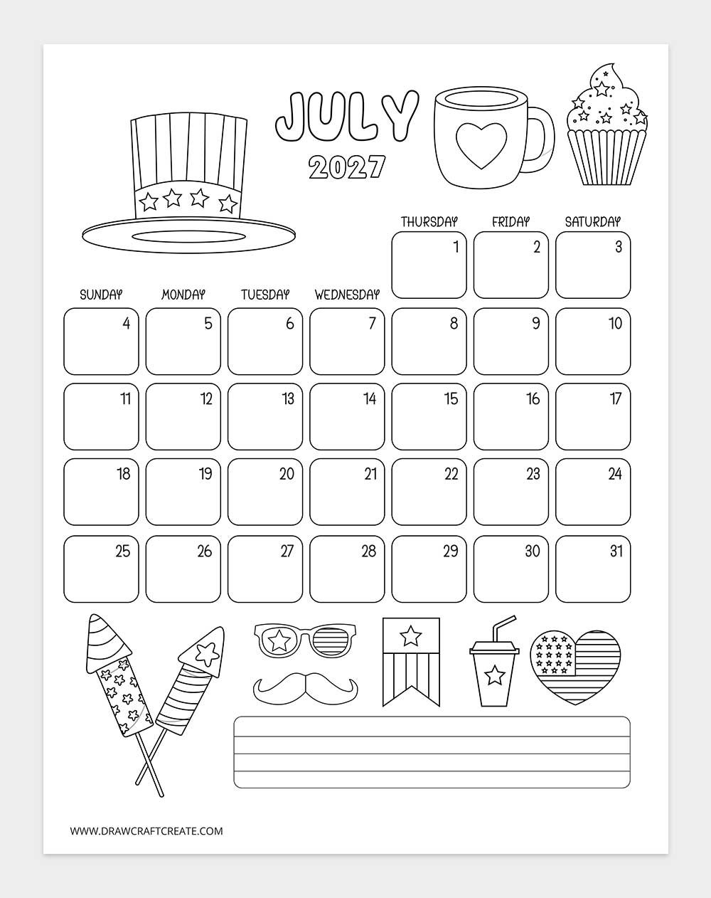 january 2027 kids coloring calendar vertical