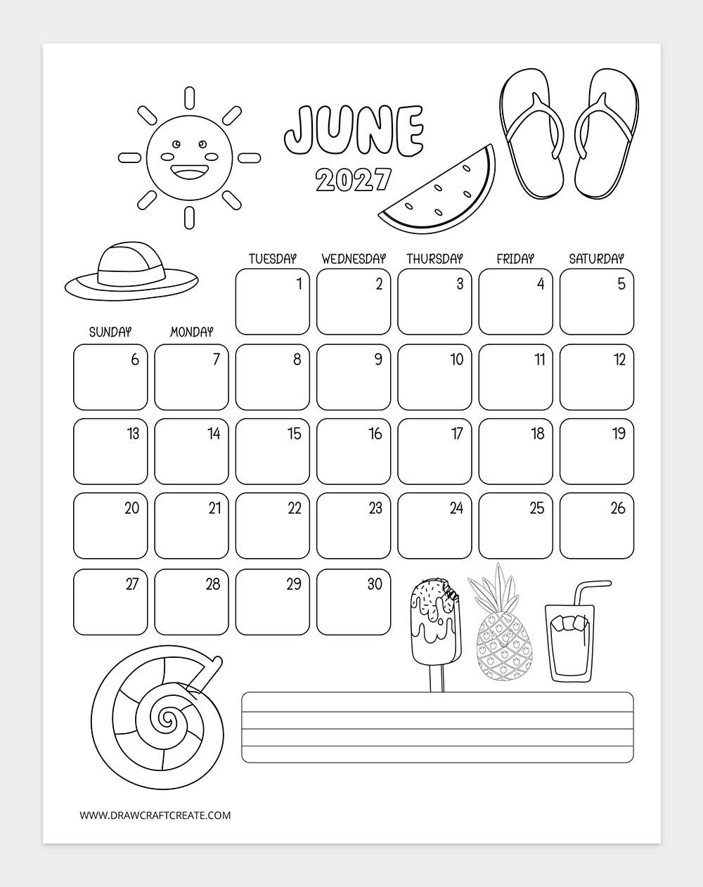 january 2027 kids coloring calendar vertical