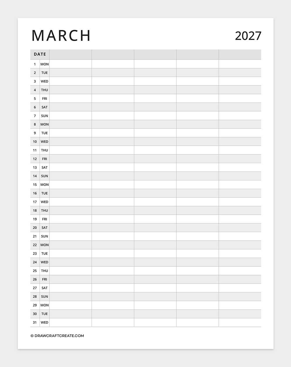 january 2027 family calendar