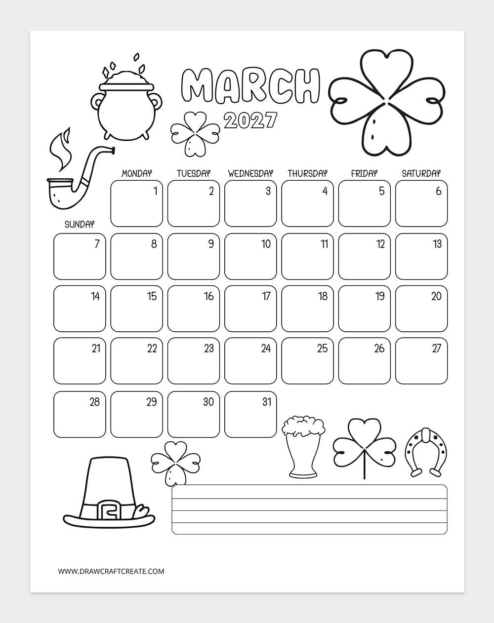 january 2027 kids coloring calendar vertical