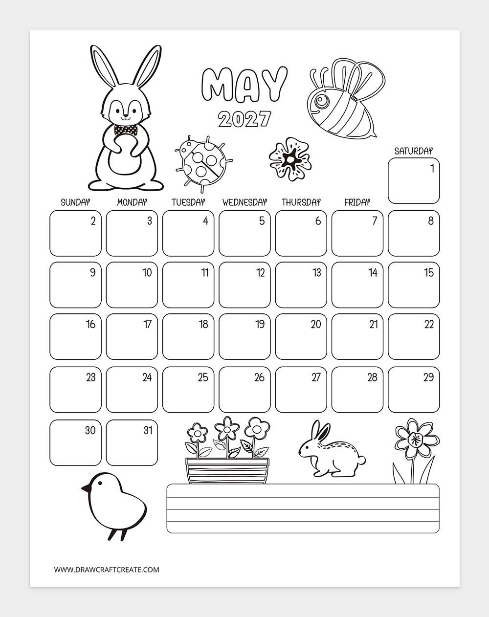 january 2027 kids coloring calendar vertical