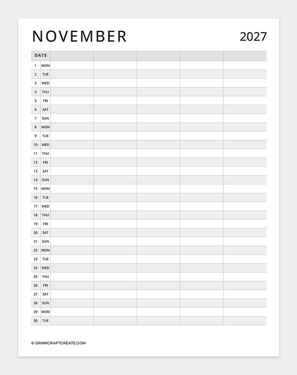 january 2027 family calendar