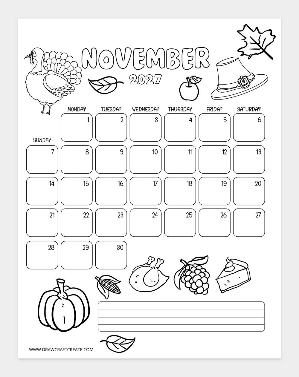 january 2027 kids coloring calendar vertical